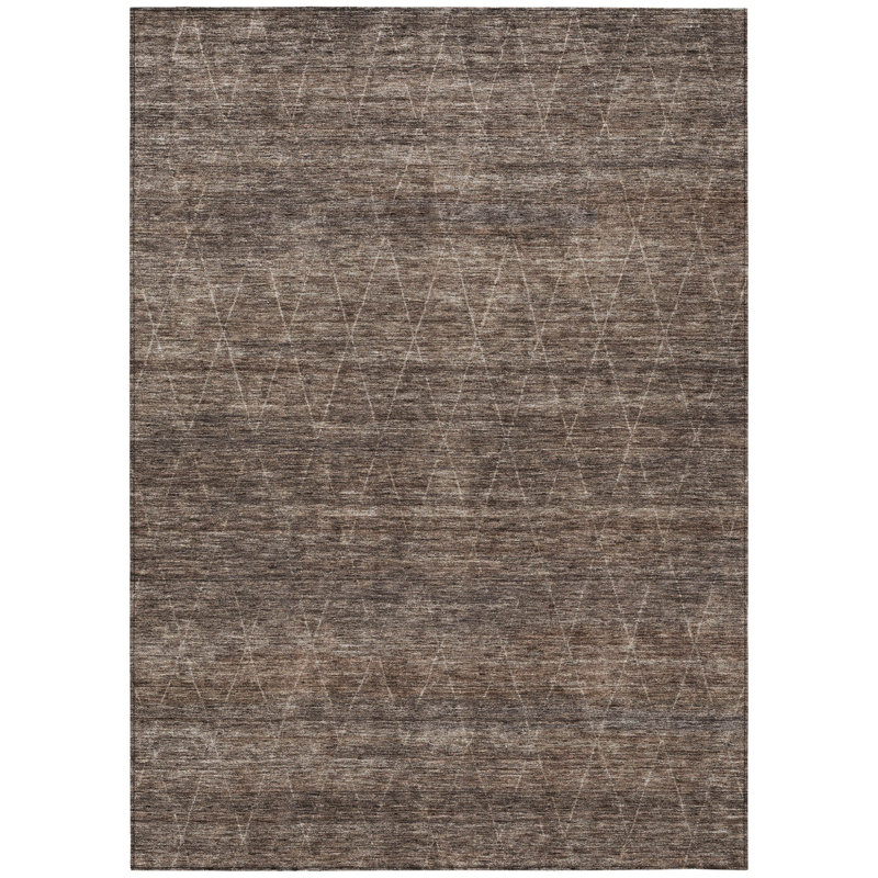 Tapis extérieur lavable à motif géométrique café et ivoire 10 pi x 14 pi