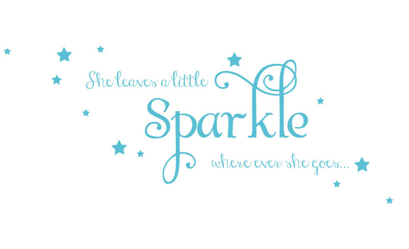 Décalcomanie murale sparkle, H 15 po x l 36 po x P 0,01 po, Bleu geyser