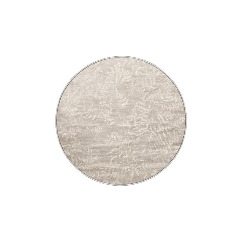 Tapis beige lavable à la machine, Rond 7 pi