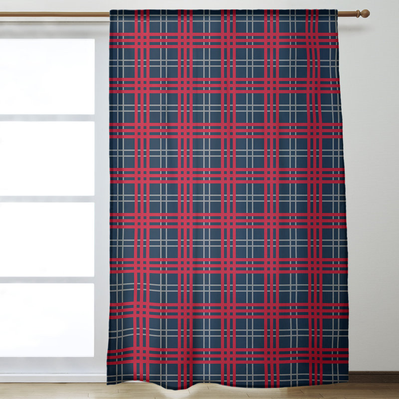 Room Darkening Curtain Single Panel, Navy/Red