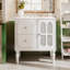 Meuble-lavabo de style rétro avec lavabo en céramique 30 po, meuble-lavabo simple autoportant avec 2 tiroirs, armoire de rangement en bois massif, blanc