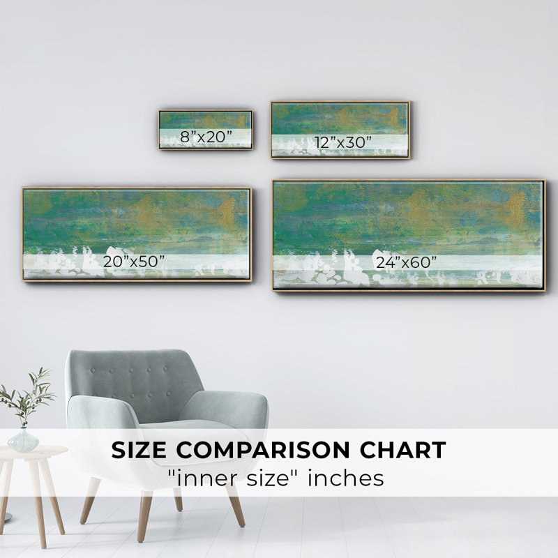 Chartreuse & Aqua II- Framed Canvas, 12" H x 30" W