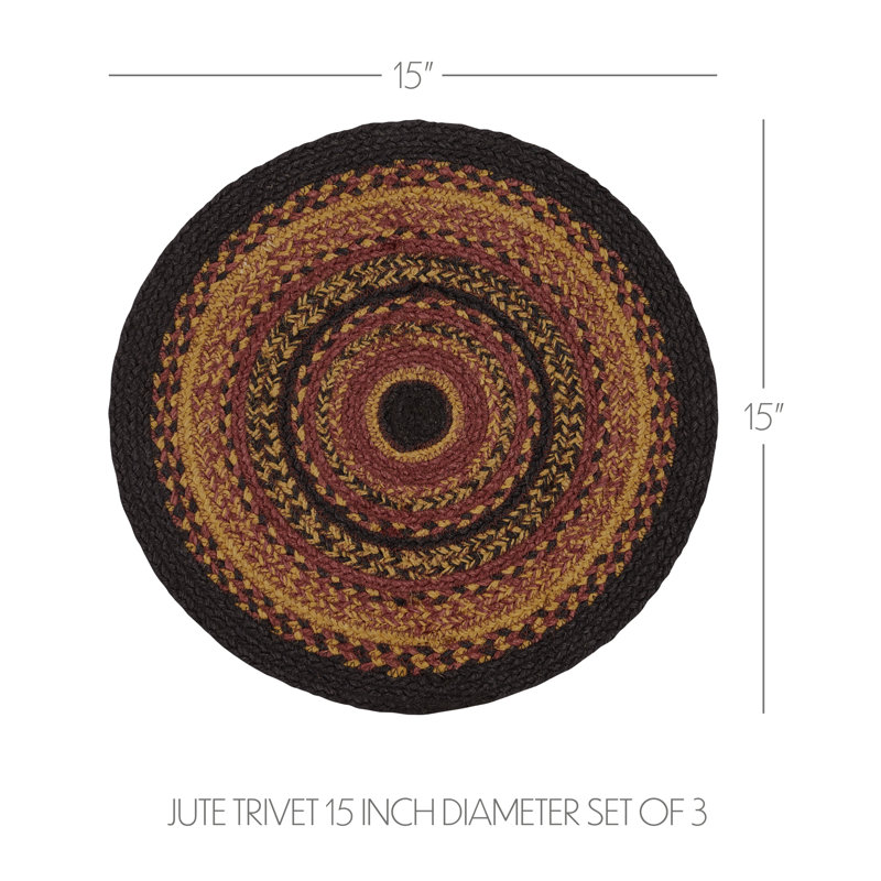 Ensemble de 3 dessous de lit en jute 15 pouces Heritage Farms, 15 x 15