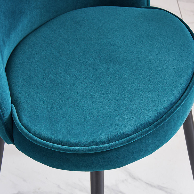 Villafane Modern Upholstered Round Seat Dining Chairs, Teal