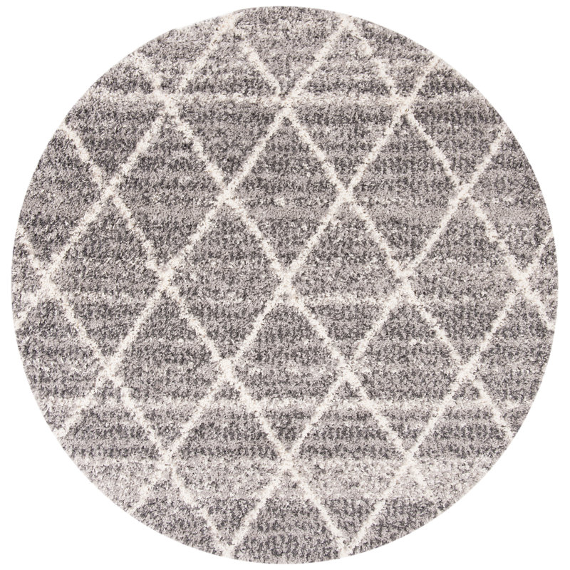 Tapis gris / ivoire Beom, Rond 6 pi 7 po