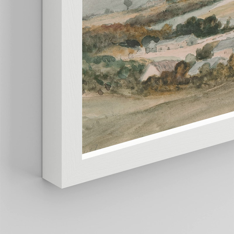 "Paysage champêtre" sur papier, Blanc, H 12 po x l 16 po