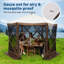 6-Sided Pop-Up Gazebo Tent, 10x10FT with Mosquito Netting, Waterproof UV Protection Canopy Shelter, Quick Outdoor Screen House for Camping, Backyard, Lawn, Beach, Parties, Brown, 7.5FT Height