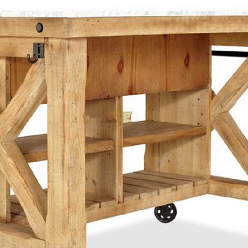 Chariot de cuisine Simple Burlywood, H 31,5 po x l 43,3 po x P 21,65 po