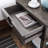 Solid Oak Wood Recessed Design Side Table with AC/USB in Smoke Gray