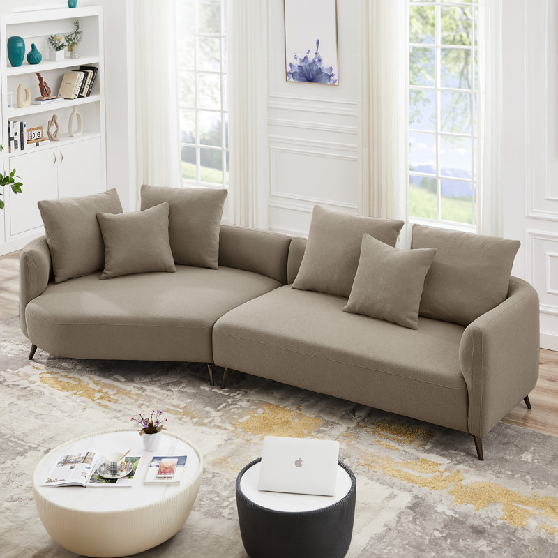Canapé modulaire 2 pièces Bryley, Bouclé moka, Accoudoir à gauche (vu de face)