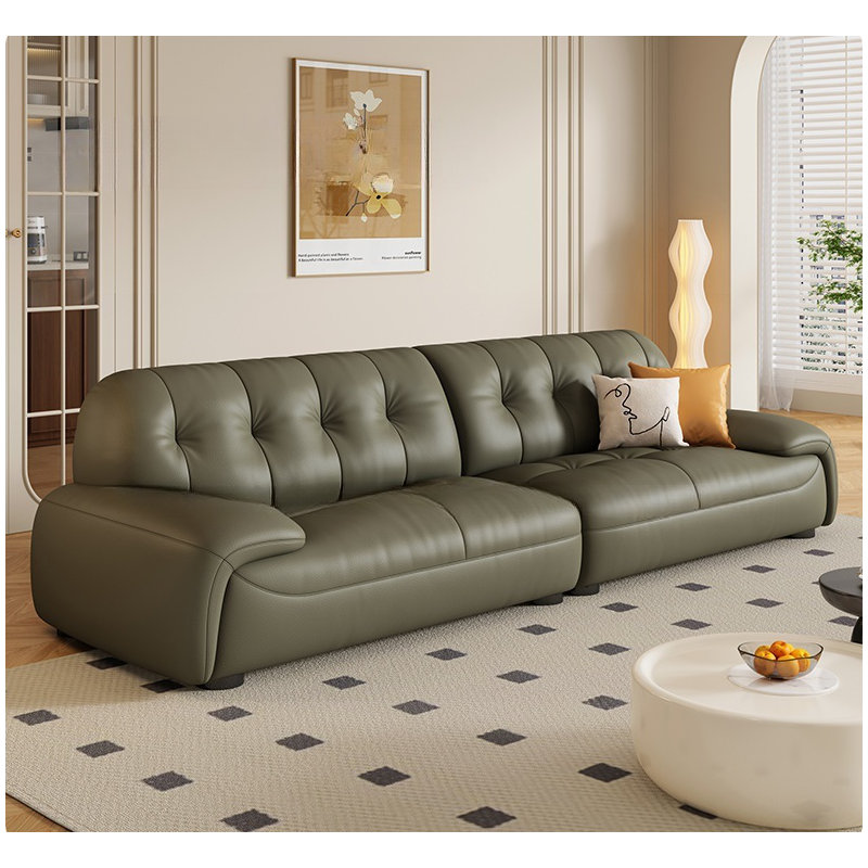 Canapé à dossier droit crème, 4, H 32,28 po x l 122,05 po x P 37,4 po