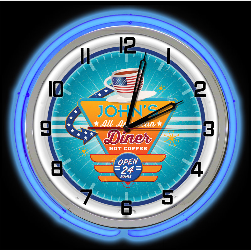 Horloge murale American Diner, Bleu