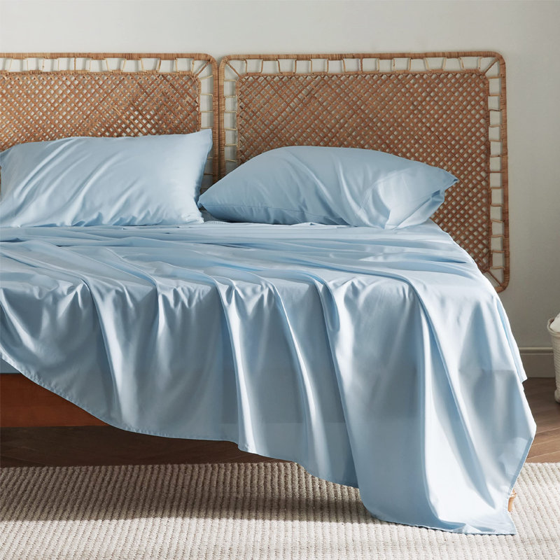 Essential Collection Cooling Rayon Derived from Bamboo Sheet Set, Teal Blue, Twin Sheet Set with 1 Pillowcase