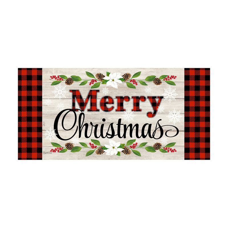Winter Christmas Sentiments Sassafras Switch 22 in. x 10 in. Non-Slip Outdoor Door Mat