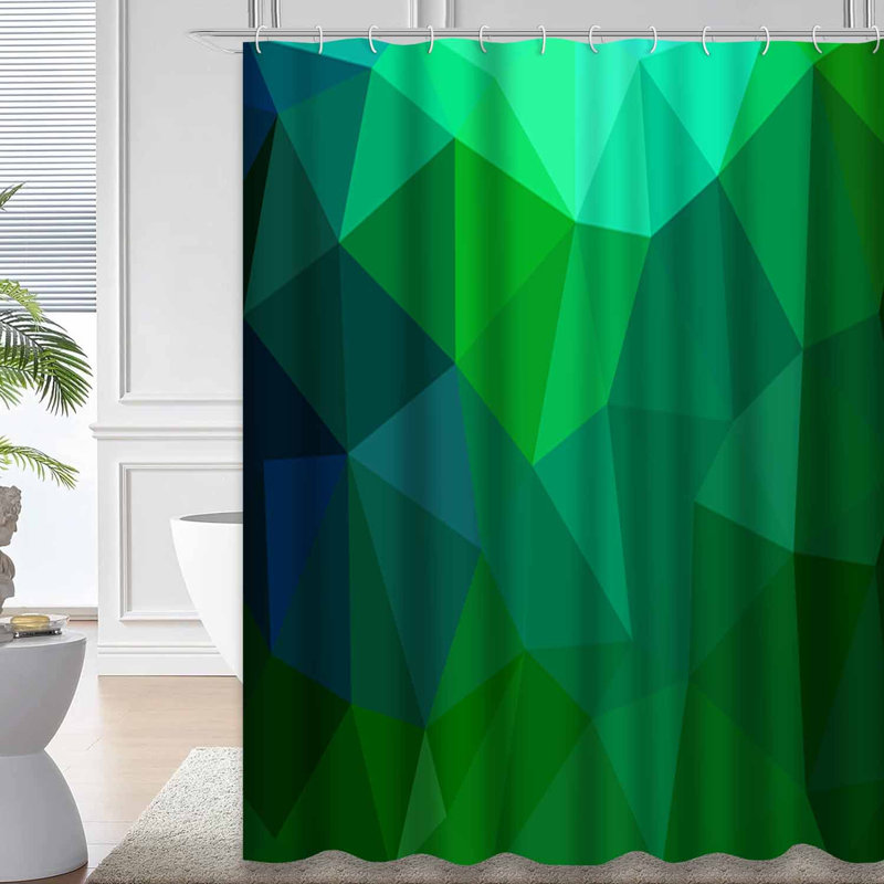 Rideau de douche bleu sarcelle abstrait vert clair avec 12 crochets, L 72 po x l 84 po