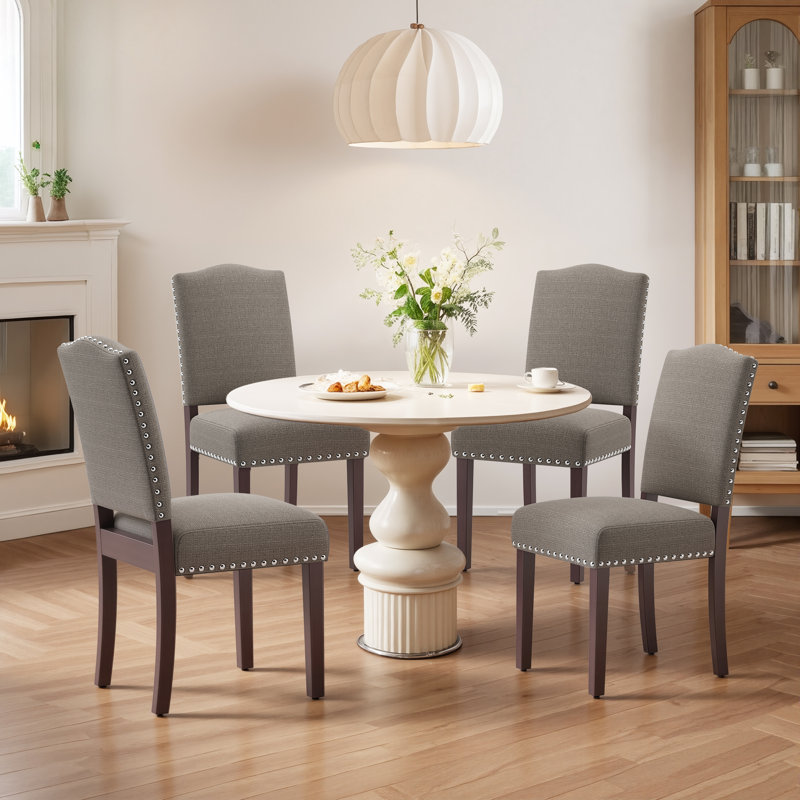  Chaises de salle à manger rembourrées Parsons, chaise d'appoint en lin, Taupe