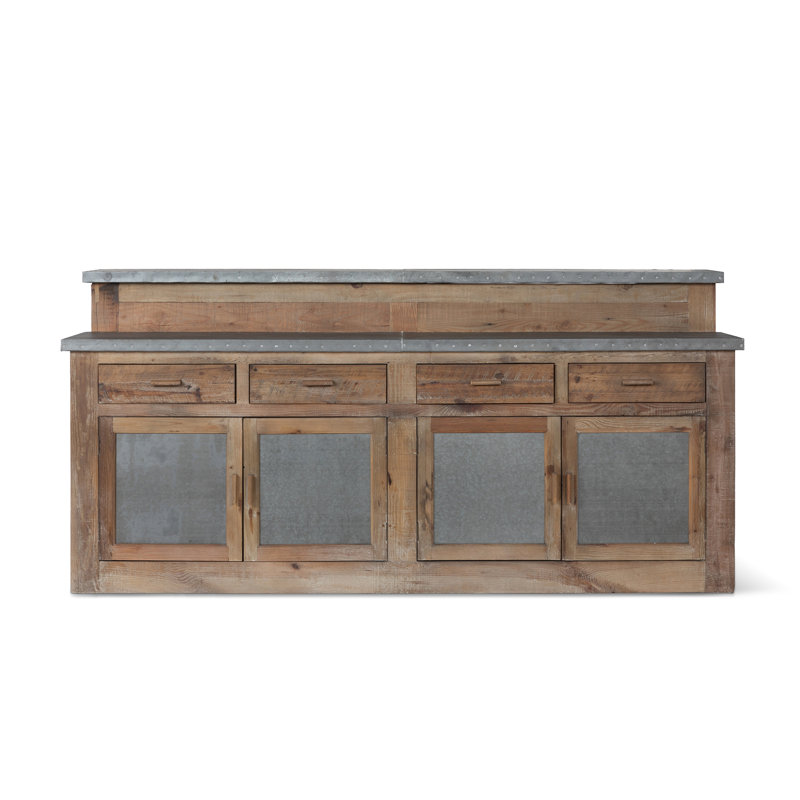 90'' Reclaimed Wood and Metal Rustic Home Bar