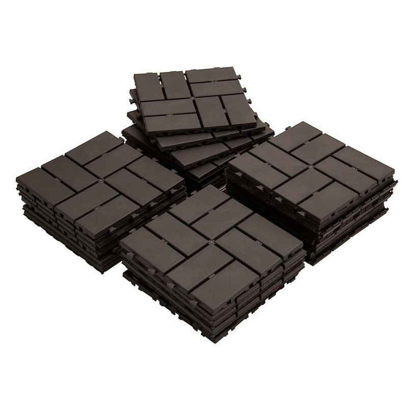 Carreaux de terrasse composites imbriqués pour une utilisation extérieure et intérieure, résistant aux intempéries, optimisé pour le drainage, installation sans outil, conception découpable.