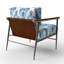 Chaise d'appoint Boho - Fauteuil bleu et blanc à accoudoirs ikat bleu-128164354