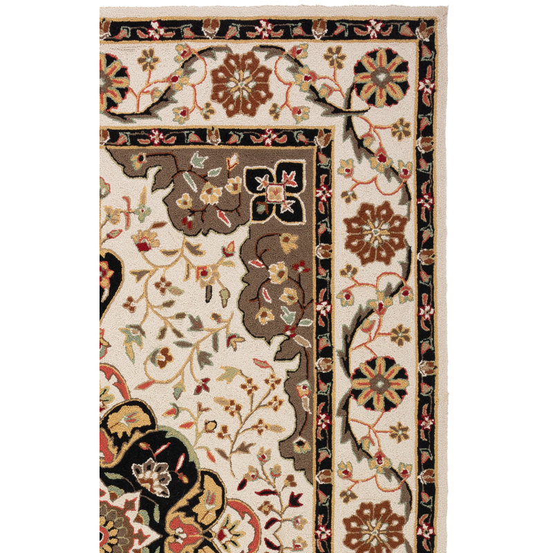Tapis beige crocheté à la main Bryonhall, Tapis de couloir 2 pi 6 po x 8 pi