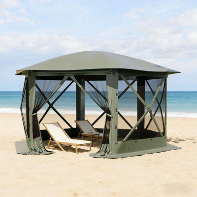 Ensemble de tente à baldaquin portable à 6 côtés avec sac de rangement à roulettes pour l'extérieur