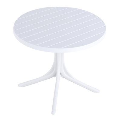 Modern White Round Plastic Table – 36 Inch Indoor/Outdoor Dining Table & Coffee Table, Lightweight Polypropylene All-Weather Patio Table for Garden, Courtyard, Kitchen, Camping