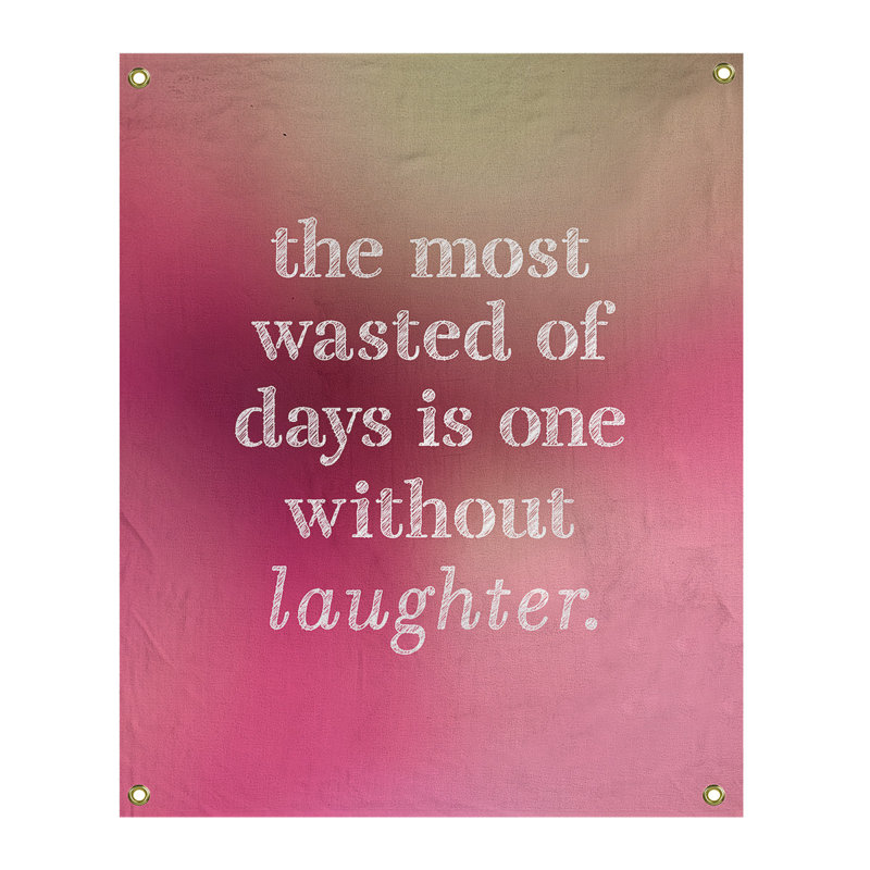Tapisserie en polyester pour citation de rire, H 59 pi x l 50 po, Lueur rose