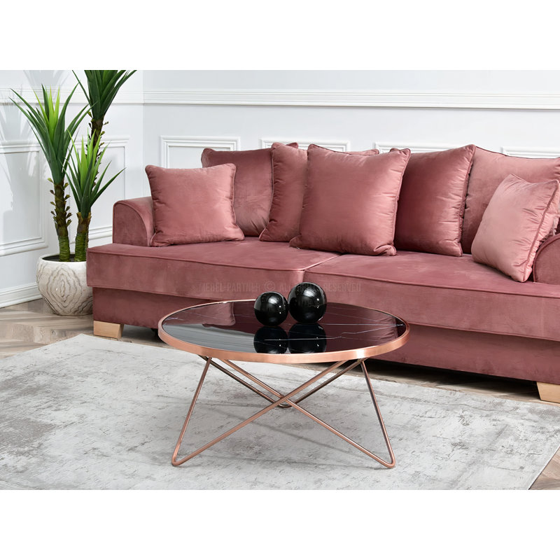 Ailynn Abstract Coffee Table, Black, Copper