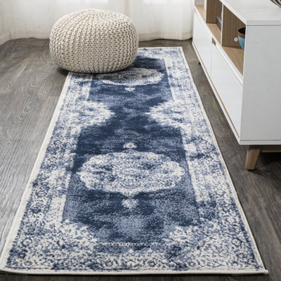 Tapis bleu marine / ivoire