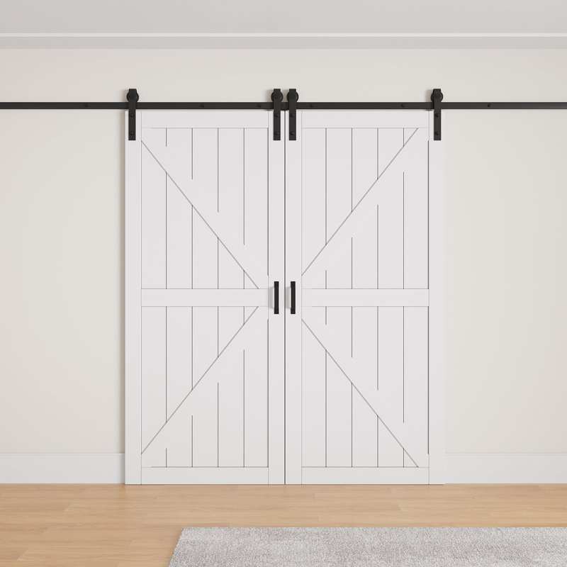 Porte de grange coulissante moderne de 84 po de hauteur | Surface apprêtable à peindre | Porte de garde-robe / garde-manger avec quincaillerie de porte de grange