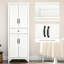 Armoire de cuisine blanche à 4 portes de 67 po de hauteur avec tiroir et tablettes réglables pour la salle à manger - Améliorez votre apparence