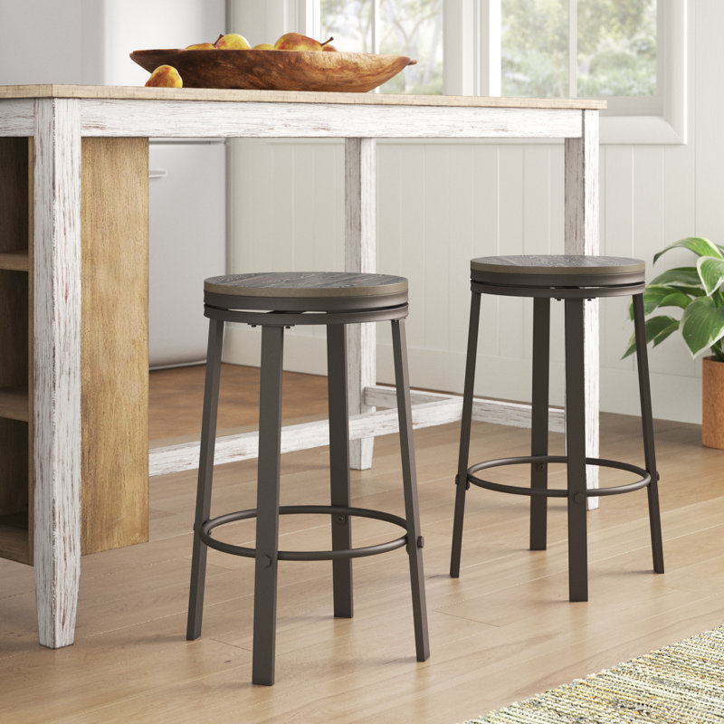 Tabouret de comptoir pivotant 24 po Bruce, Siège en bois de frêne foncé / structure grise