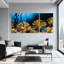 Ensemble de 3 impressions sur toile récif de corail sous-marin avec poisson bleu-414892907