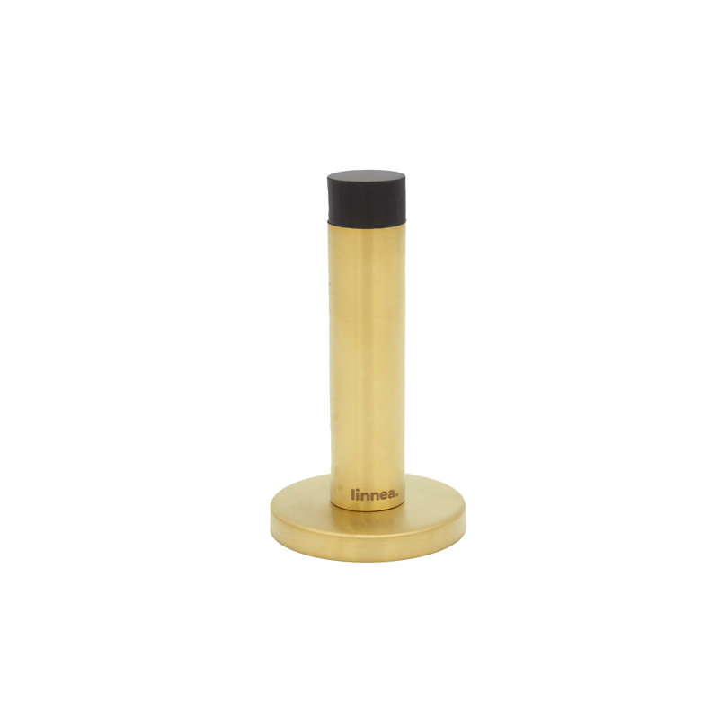 Wall Mounted Stainless Steel Baseboard Stop, Satin Brass