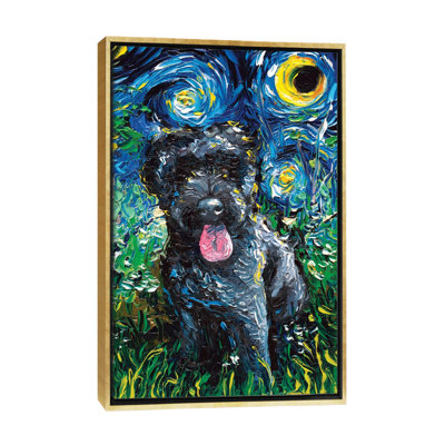 « Black Goldendoodle Night » par aja Trèves, reproduction d’art