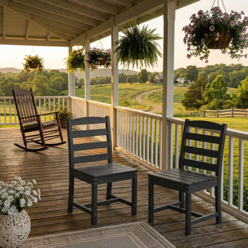 HDPE All-Weather Patio Dining Chair, Black