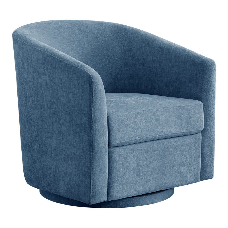 Chenille Upholstered Swivel Accent Chair, Light Blue