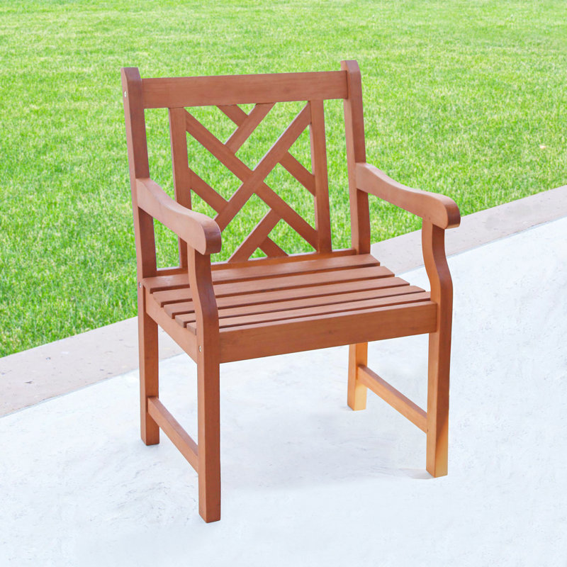 Fauteuil de patio en eucalyptus Keeso, Brun