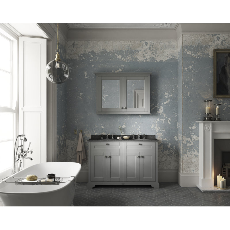 Old London 1200mm Free-Standing Double Vanity Unit, Black, Storm Grey