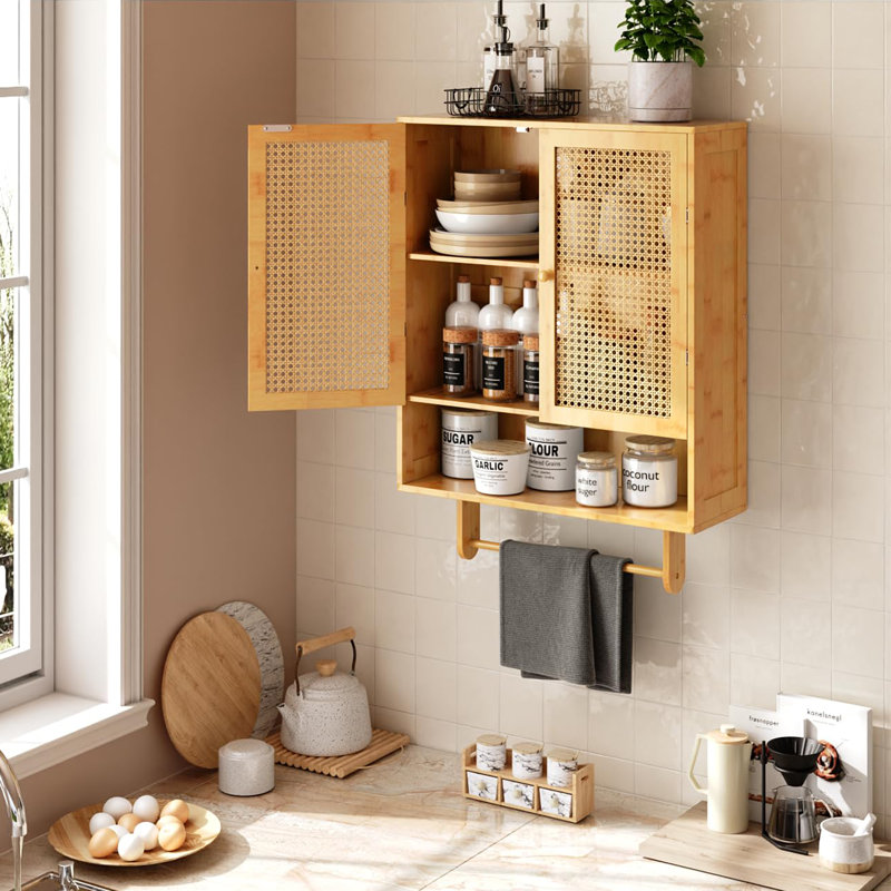 Bamboo Medicine Cabinets with Adjustable Shelves, Natrual