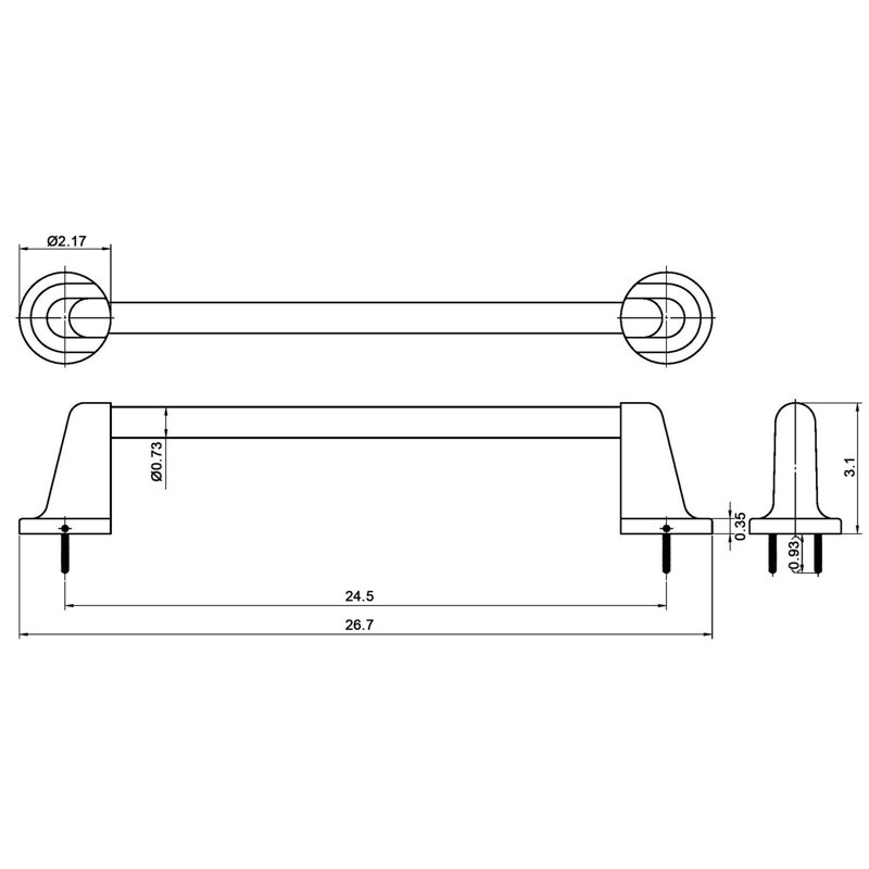 Barre à serviettes murale 24" salle de bain, Nickel brossé