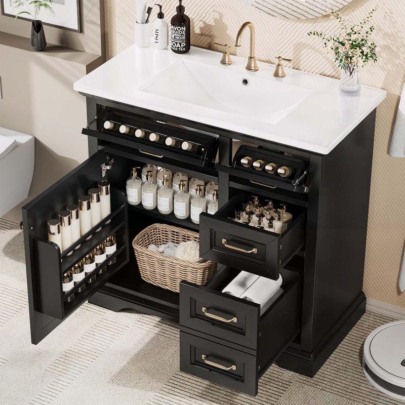 36" Bathroom Vanity with Sink, Black