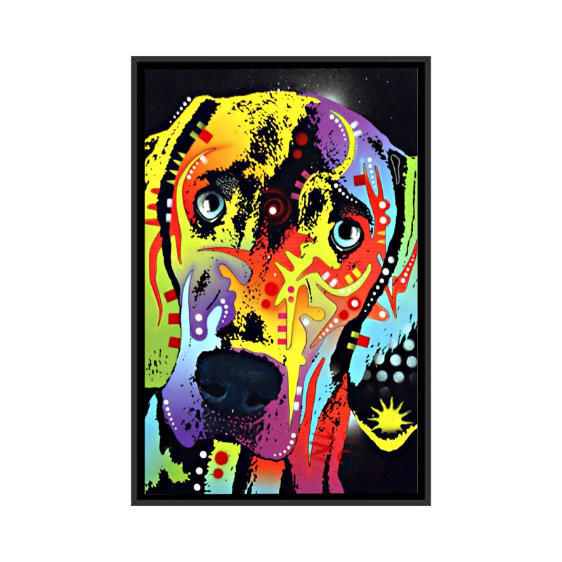 Weimaraner - reproduction sur toile, H 26 po x l 18 po x P 1,5 po, Toile encadrée noire