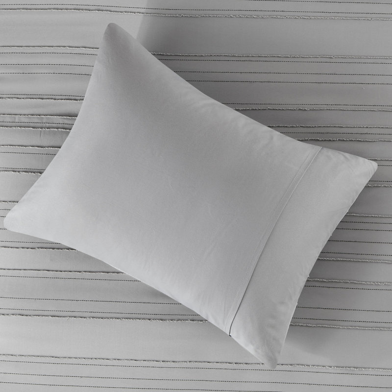 Édredon pour lit simple / simple TG 3 pièces avec pince rayée tissée, rembourrage, -, motif gris lavable à la machine, étiqueté, nettoyer les taches