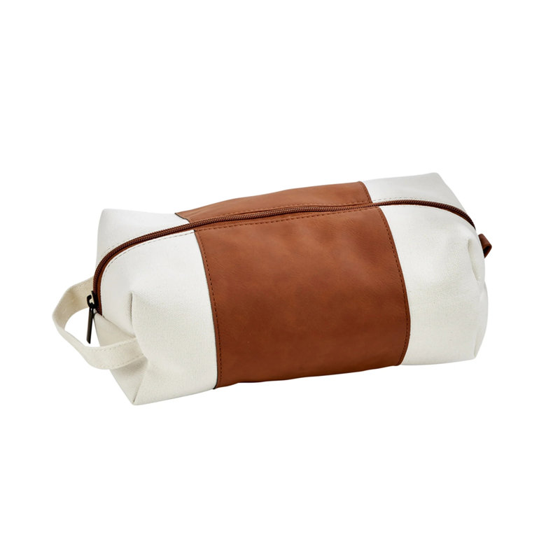 Leatherette/canvas Caramel Travel Kit