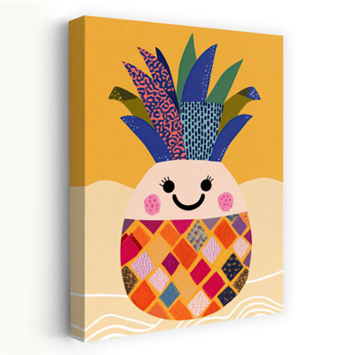 Happy Colorful Pineapple Abstract Colorful Playful Fruit Summer Wall Art Print