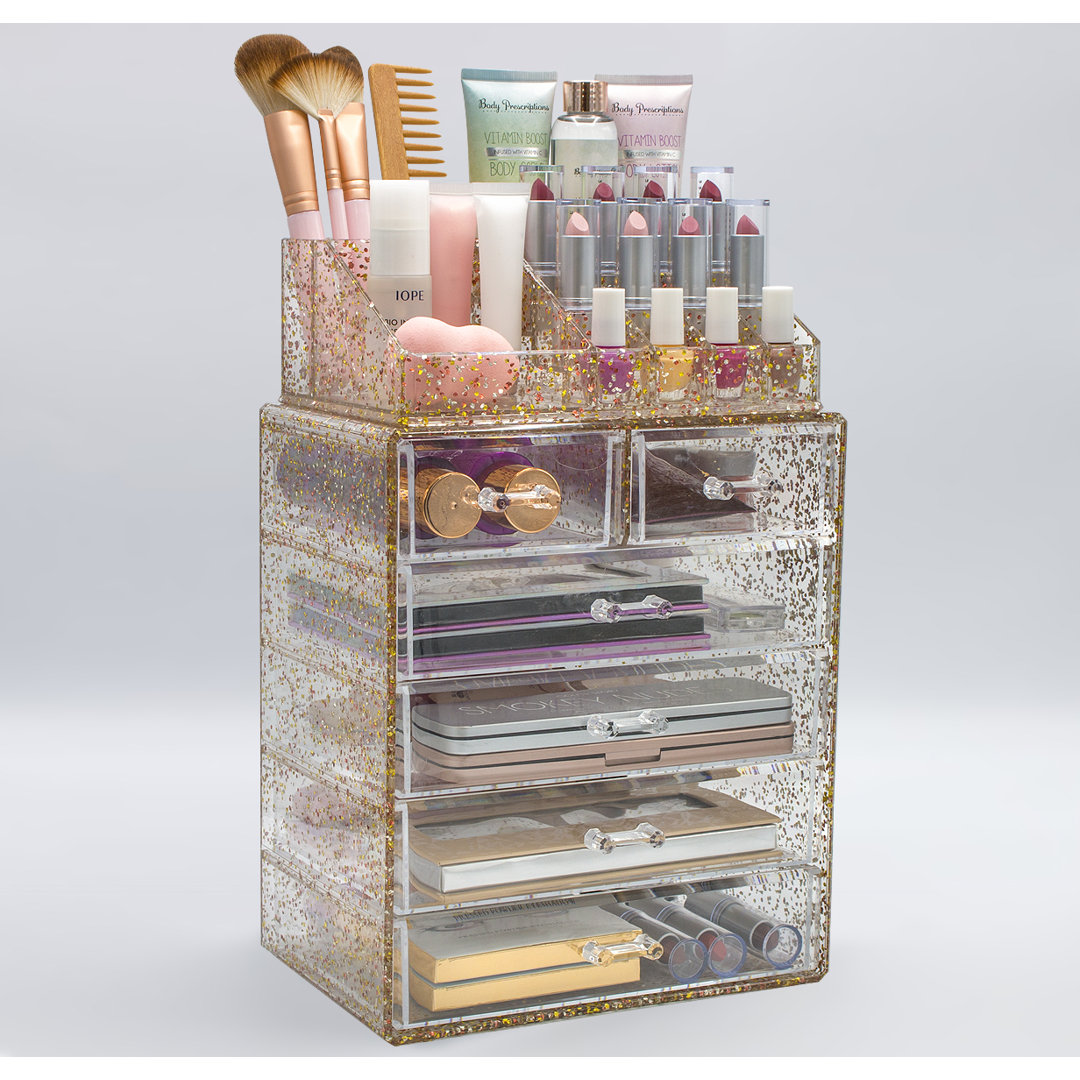 Sorbus Acrylic Makeup and Jewelry Storage Organizer Case, 2 Piece in Glitter Sorbus