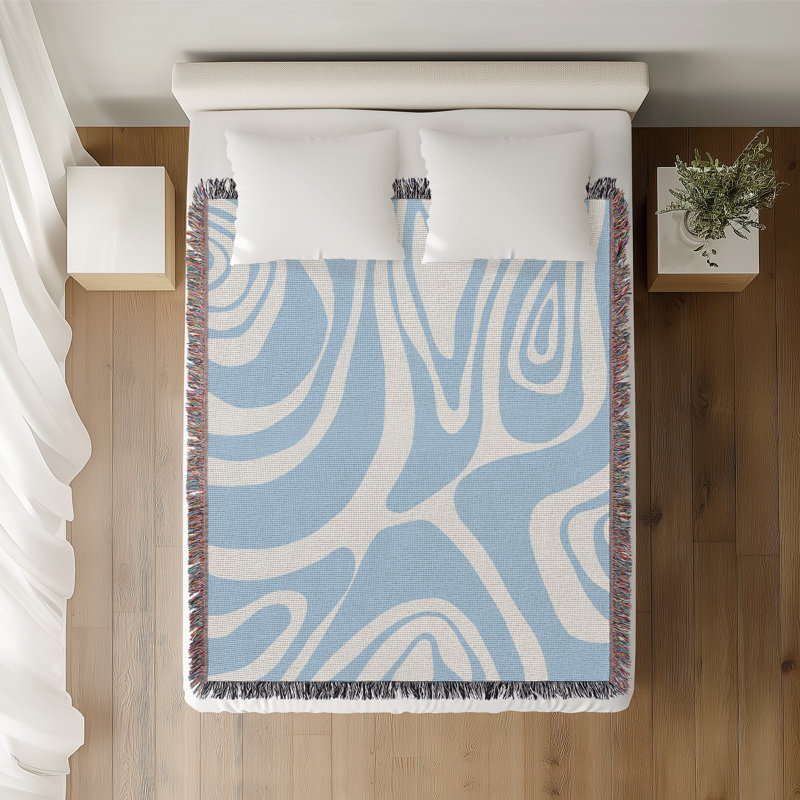 Jeté en coton Binitie Zebra Pirnt, 50 po x 70 po - Double / Double, Bleu ciel