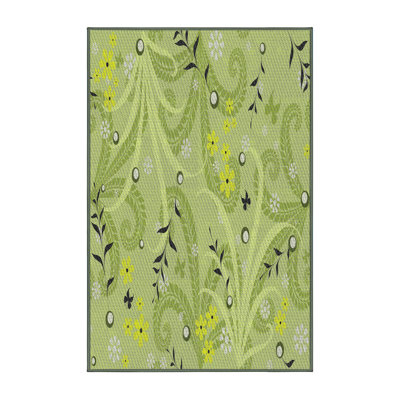 Tapis vert/jaune à motifs