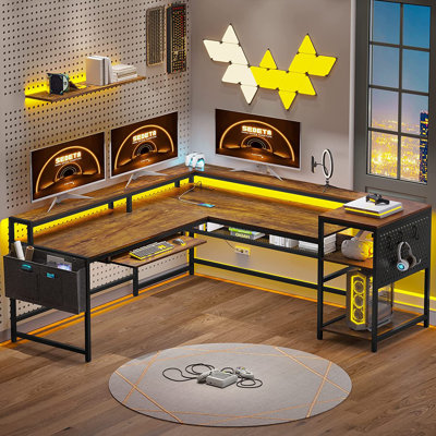 Alarich L-Shape Gaming Desk with Built in Outlets